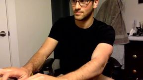 Nerdy Twink Jerks Big Cock at Office Desk!