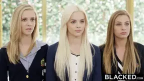 Black blonde takes three BBCs in a hot preppy girl threesome