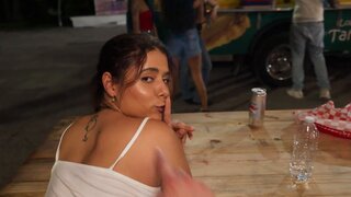 Sexy Brunette Gets Fucked In Public On A Picnic Table