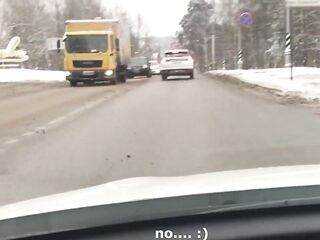 Risky taxi ride nude to Santa Claus