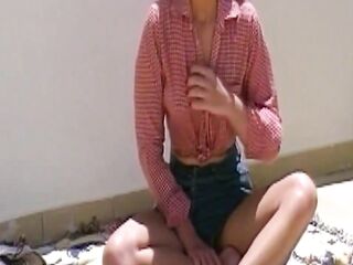 Blond Inserts Glass Bottle Unfathomable in Her Vagina