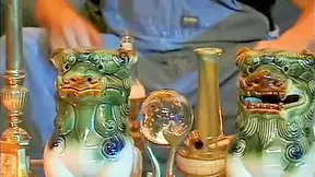 Pot heads watch 2 hot chicks fuck each other