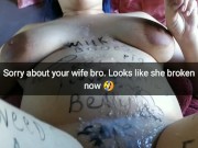 My wife now a broken and maybe pregnant cumslut after hard no-condom gangbang!