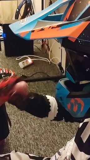 Motocross Guy Jerks off After Sex to His Partner