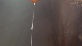 Hairy cock grools long string of precum and leaks pee and bulbourethral fluid down it