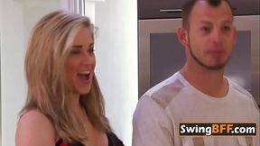 Open minded swingers are having a wild and sexy party outdoors.