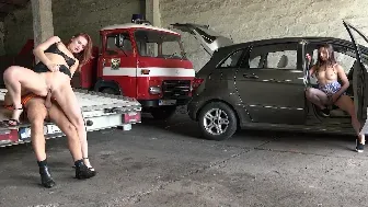 Redhead Babe Repays Mechanic with Hot Oral Action