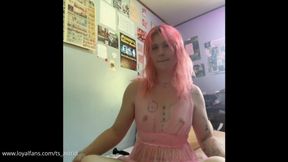 trans girl fingering and stroking herself until she cums hard