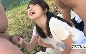 Subtitled outside cfnm japanese semen train blowjobs