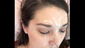 Shy Lynn covered in a massive amount of cum, one man bukkake