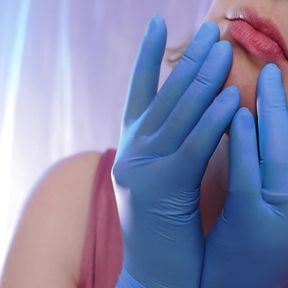 ASMR: medical nitrile gloves, touching face, relaxing sounds, SFW free video (Arya Grander)