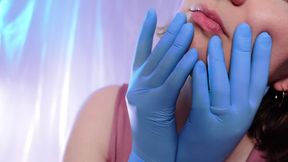 ASMR: medical nitrile gloves, touching face, relaxing sounds, SFW free video (Arya Grander)