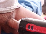 cumming inside my automatic fleshlight - teasing my sensitive glans after cumming