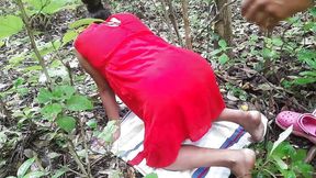 Big Ass of Girl Outdoors and so Virgin Gets Naked for a Fuck in the Jungle