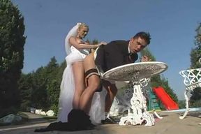Wedding sex poolside