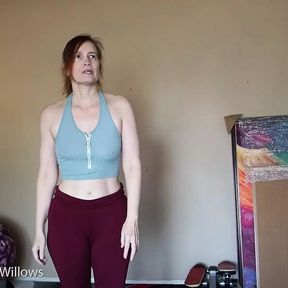 Hot milf doing Yoga in sexy red yoga pants