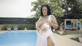 Pool, Big Tits, Chubby, Orgasm, Swallow, Balls Licking