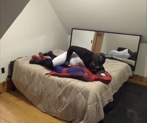 Wetsuit Mask Freak Dry Humps Spiderman Doll Till Gushing Cum Wreck