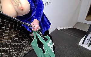 Bimbo sissy slut flashing by busy road (gets seen)