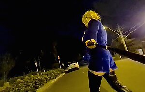 Bimbo sissy slut flashing by busy road (gets seen)