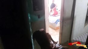 I Caught My girlfriend and hunk Having Sex and Stood at the Door of the Room Touching Myself