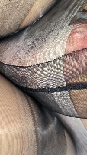 I Poured Hot Cum on Black Pantyhose and White Lace Panties Taken From a Little Cute Classmate