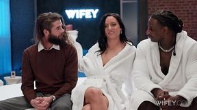 Sexy Busty Brunette Hot-wife Alyx Urie Tries Hefty BBC With Her Mouth & Ass In Front Of Her Husband