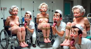 Pathetic Men Licking Wrinkled Feet of Elderly Women