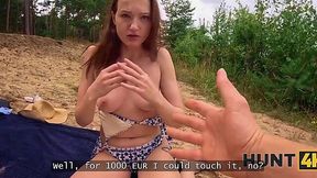 Beach beauty sells her tight pussy for cash in public beach