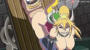 Bowsette ties up Mario and fucks his big cartoon dick