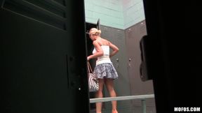 Pervs on Patrol - Blonde Nicole Aniston Drops Chris Pants in the Locker Room for Live Sex