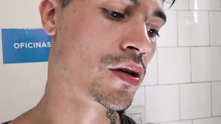 LatinoJuice.com - Tattooed latino Kendro stuffed his wet mouth with two massive cocks