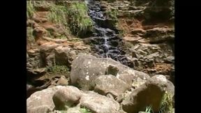 Hot Big Tits Blondie and Redhair Play with Their Pussies at the Waterfall