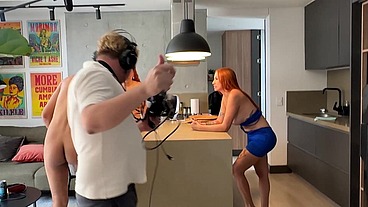Behind the scenes of “Thiago Lopez, Celeste Alba, and Andrea Castro: Threesome with My Girlfriend and My Stepmother”