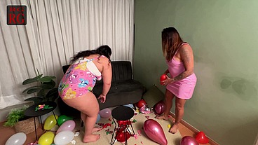 playing and popping balloons with the hot Agatha Ludovino