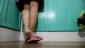 Sweet feet of your girlfriend in flip flops