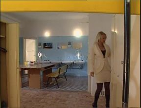 Sexy blonde hairy pussy fucking on the office table...cum in mouth