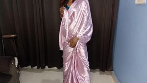 Gorgeous satin saree wearing like my stepmom