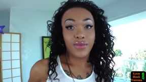 Curvy black ts masturbating in solo scene