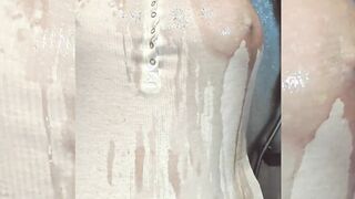 Boobies reveal compilation - Big Titted milf bouncing titted leaking tank top dripping t-shirt striptease
