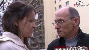 Old German grandpa pick up German teen on the street