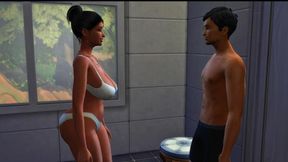 Helping My Stepmom to Clean Bathroom