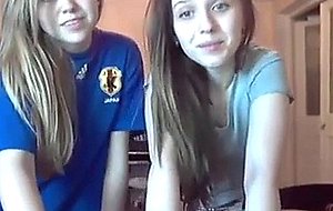 Two teen babes strip and tease on webcam