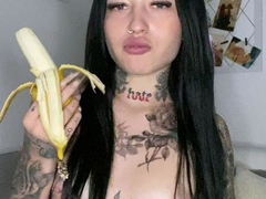 Amateur busty brunette masturbates and does hand job