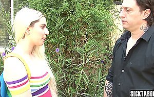 Big ass blonde Niki Snow fucked in the backyard by a perverted older guy