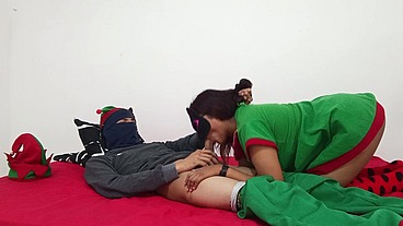 With my niece in her parents' bed, how deliciously she moves her big ass on my cock - real sex