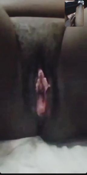 Key moment from &quot;Ebony horny mama masturbating on video call with bbc giant cock guy&quot;
