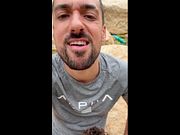 hot daddy sucking massive cock outdoors
