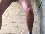 Risky PUBLIC JERK OFF at ABANDONED FACTORY using SOCK ** BALL Stretching **