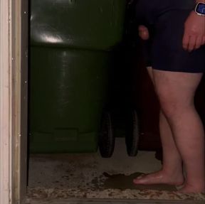 Chubby Bear Pisses in Underwear Then Cums with Massage Gun Mess